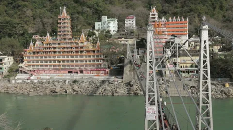 Rishikesh-Lakshman Jhula Stock Footage 38400537