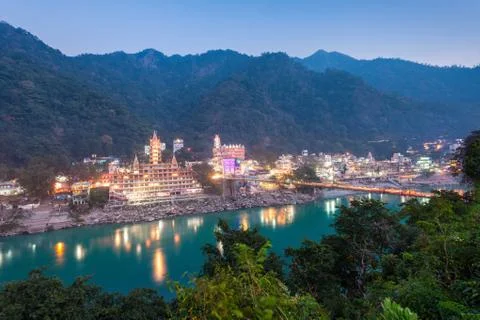 Rishikesh at night Stock Photos