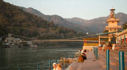 Rishikesh Time Lapse - Ram Jhula Stock Footage 39215673