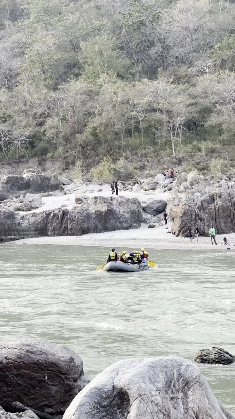 Rishikesh Uttarakhand 8 march 2024. River rafting, water sport Stock Footage 271617722