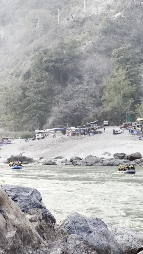 Rishikesh Uttarakhand 8 march 2024. River rafting, water sport Stock Footage 271617729