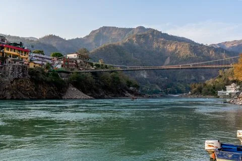 Rishikesh, Uttarakhand, India - 28.03.2023: Beautiful River Ganga in Rishik.. Stock Photos