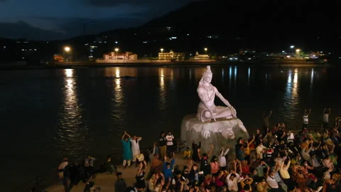 Rishikesh, Uttarakhand, India Oct 2020. Ganga Aarti ceremony in Parmarth Niketan Stock Footage 167298525
