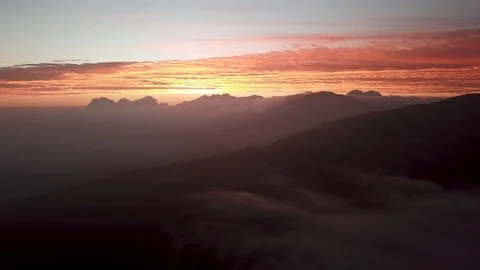 Rising Above The Clouds On Sunset Stock Footage 99517221