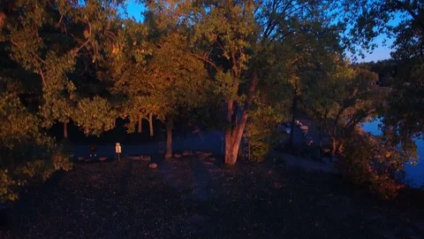 Rising Aerial Shot of Forest During Autumn Stock Footage