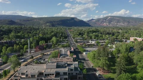Rising aerial view over Durango, Colorado Stock Footage 198791735