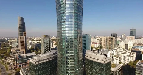 Rising Up In The Air With A View On A Skyscraper Stock Footage 84900225