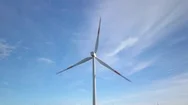 Rising And Tilting Down On Turbine In Wind Farm Stock Footage