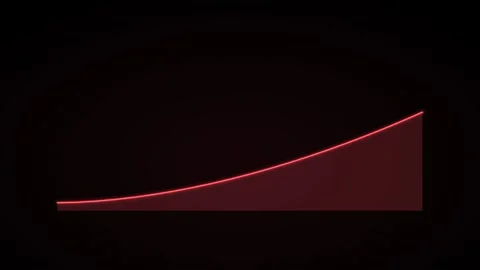 Rising area growth chart on a black background, crimson red color 스톡 동영상 342515932