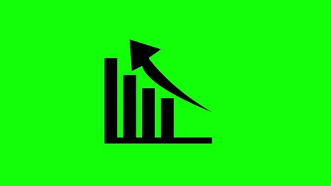 Rising up arrow on chart graph on green screen 2D animation (Chroma key). Stock Footage 302575288
