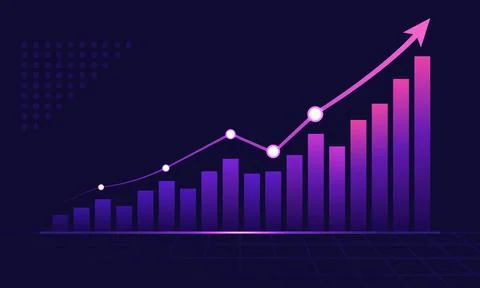 Rising Arrow on Dark Background Stock Illustration