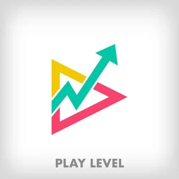 Rising arrow logo from creative play sign. Stock Illustration