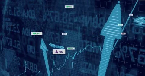 Rising arrow on right grid interface, showing chart with labels 5015 3893 icon Stock Illustration