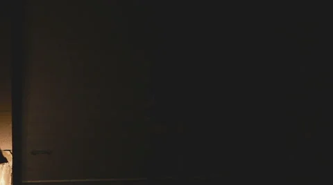 Rising Automatic Gate in Garage and Appearing Girl Silhouette from the Dark Stock Footage 62656130