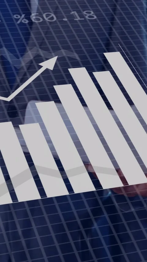 Rising bar chart and binary code animation over business person in background Stock Footage 319976061