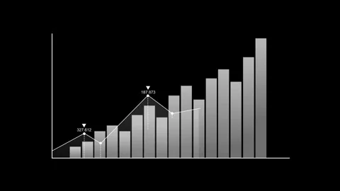 Rising bar chart with columns and trend line growth progress and increasing.. Stock Footage 337880957
