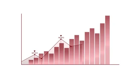 Rising bar chart with columns and trend line growth progress and increasing.. Stock Footage 337881246