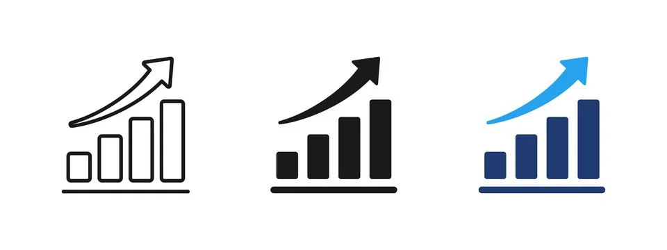 Rising bar chart icon showing business growth and positive trend. Analytics.. Illustrazione stock