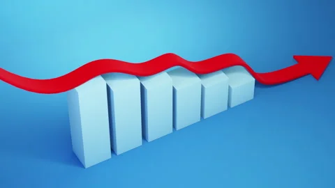 Rising Bar Chart with Red Upward Arrow Stock Footage 290767395