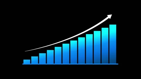Rising Bar Chart with Upward Arrow Business Growth Animation Video stock 343694608