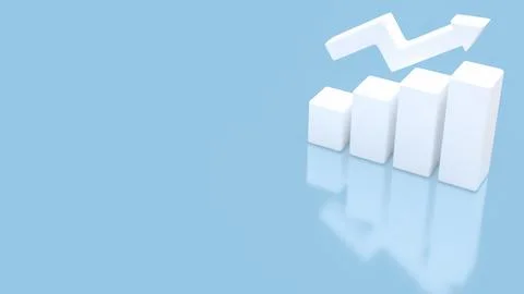 Rising Bar Chart with Upward Arrow Growth Concept 3d render. 스톡 일러스트