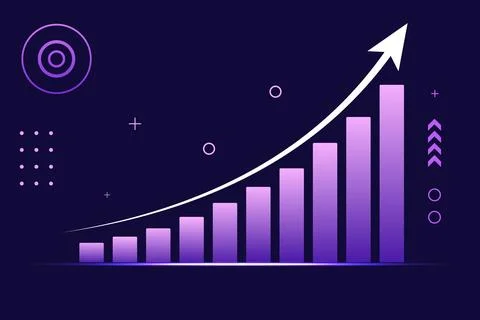 Rising bar graph and upward arrow Illustrazione stock