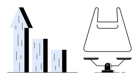 Rising Bar Graph Arrow and Balance Scale Growth, Evaluation, and Equilibriu.. イラスト素材