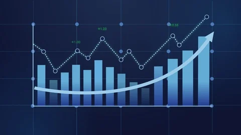 Rising bar graph blue chart Stock Footage 123420623