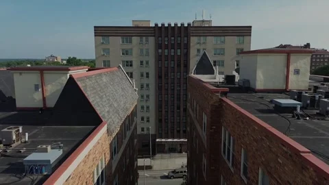 Rising Between Buildings Stock Footage 243609717