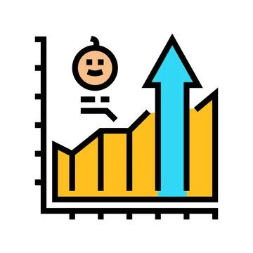 Rising birth rate chart upward arrow color icon vector illustration Stock Illustration