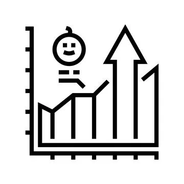 Rising birth rate chart upward arrow line icon vector illustration Stock Illustration