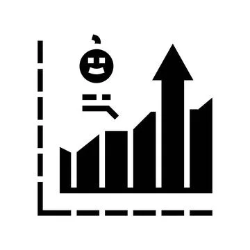 Rising birth rate chart upward arrow glyph icon vector illustration Stock Illustration