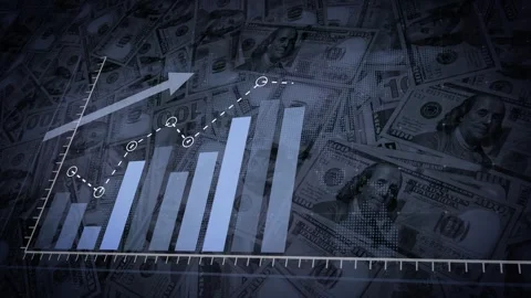 Rising blue bar graph and dotted world map Stock Footage 310551644