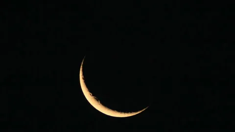 Rising bright crescent Stock Footage 146048195