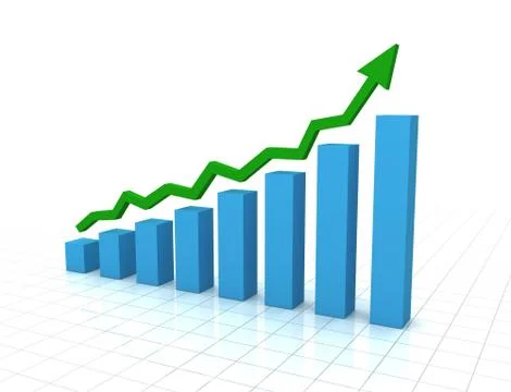 Rising business graph concept  3d illustration Stock Illustration
