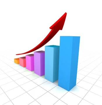 Rising business graph concept  3d illustration Stock Illustration