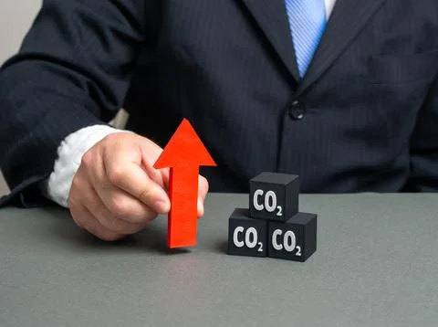 Rising carbon dioxide emissions. Technological solutions to reduce air pollut Stock Photos