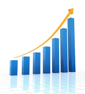 Rising chart, 3d render Stock Illustration