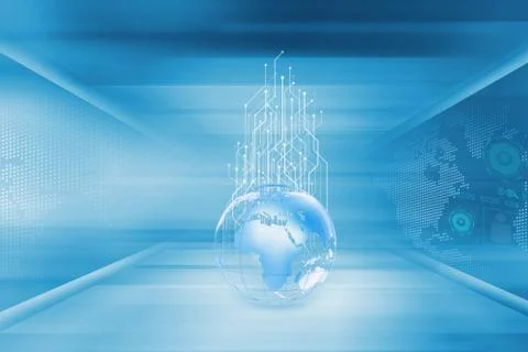 Rising circuits from earth globe concept series 스톡 일러스트