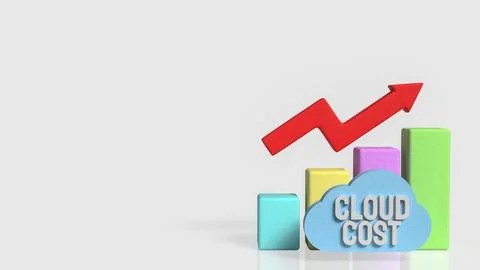 Rising Cloud Cost Analysis Concept with Colorful Bar Chart and Arrow 3d rende イラスト素材