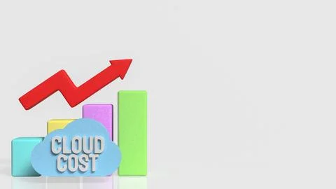 Rising Cloud Cost Analysis Concept with Colorful Bar Chart and Arrow 3d rende Stockillustratie