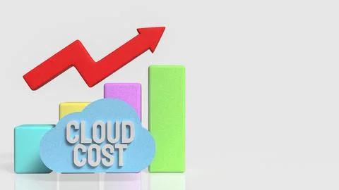 Rising Cloud Cost Analysis Concept with Colorful Bar Chart and Arrow 3d rende Stockillustratie