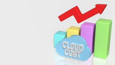 Rising Cloud Cost Analysis Concept with Colorful Bar Chart and Arrow 3d rende Stockillustratie