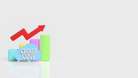 Rising Cloud Cost Analysis Concept with Colorful Bar Chart and Arrow 3d rende Stock Illustration