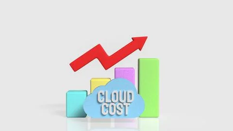 Rising Cloud Cost Analysis Concept with Colorful Bar Chart and Arrow 3d rende Stockillustratie