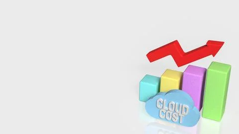 Rising Cloud Cost Analysis Concept with Colorful Bar Chart and Arrow 3d rende Stockillustratie