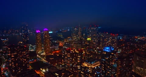 Rising into cloudscape covering the sky over Jersey City, USA. Luminous panorama Stock Footage 334447693