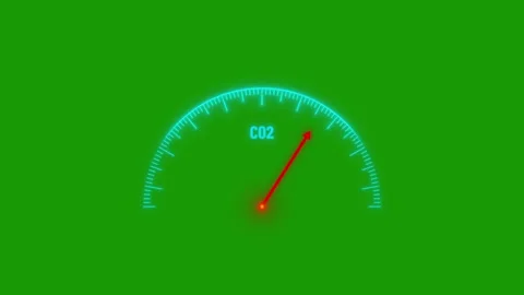 Rising CO2 levels on indicator, climate change gauge. Dangerous carbon gas  Stock Footage 308186531