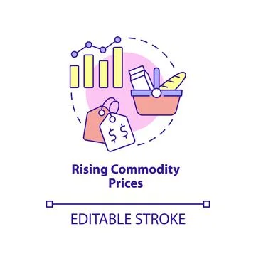 Rising commodity prices concept icon Illustrazione stock
