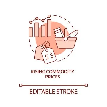 Rising commodity prices red concept icon Stock Illustration
